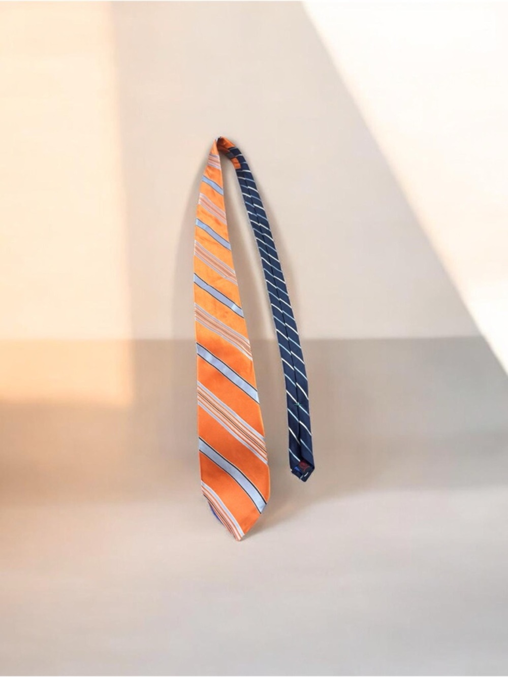 Tommy Hilfiger 100% Silk Navy & Orange Striped Men’s Tie